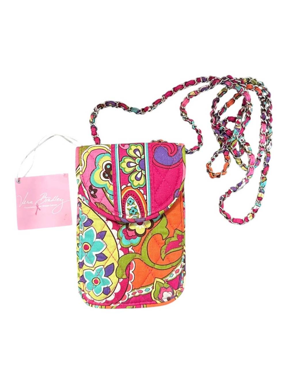 Vera Bradley Hot Pink Multi Floral Quilted Crossbody Phone Pouch